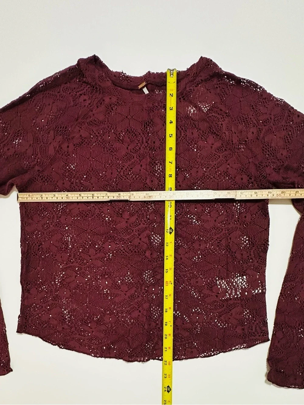 FREE PEOPLE IN THE MEADOW PURPLE LACE LONG SLEEVE TEE TSHIRT TOP LARGE BOHO